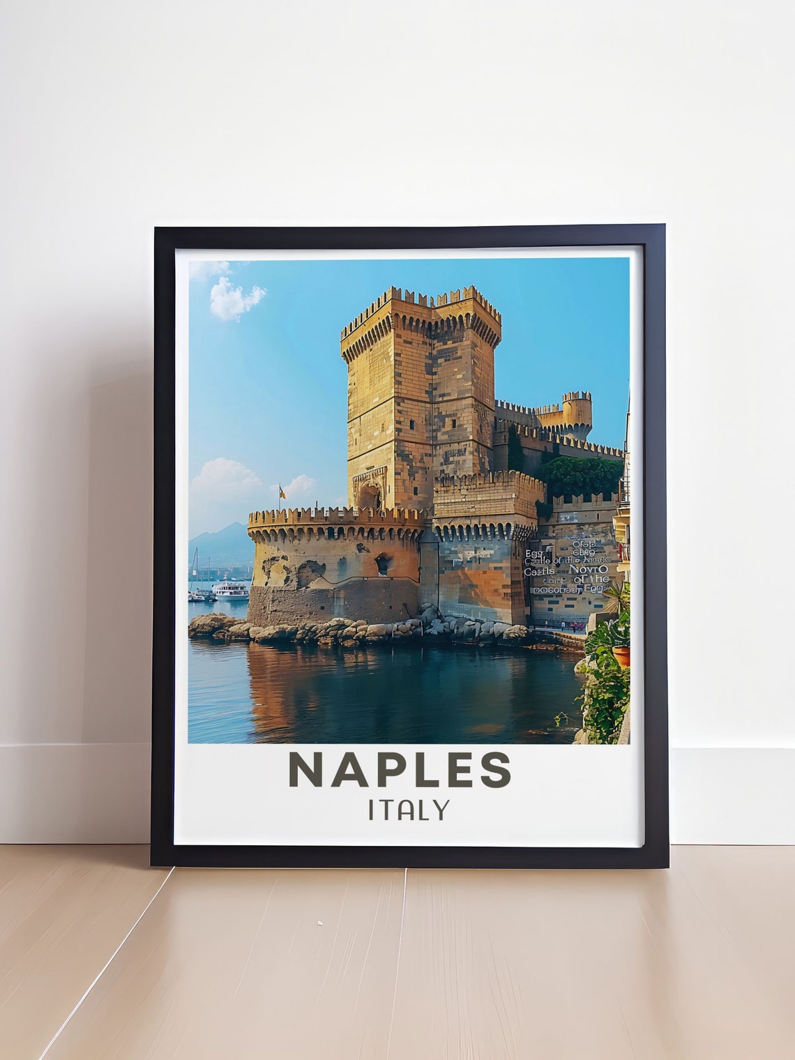 Naples Italy Historic Harbor Castle Reflection Coastal Travel Poster - Image 4
