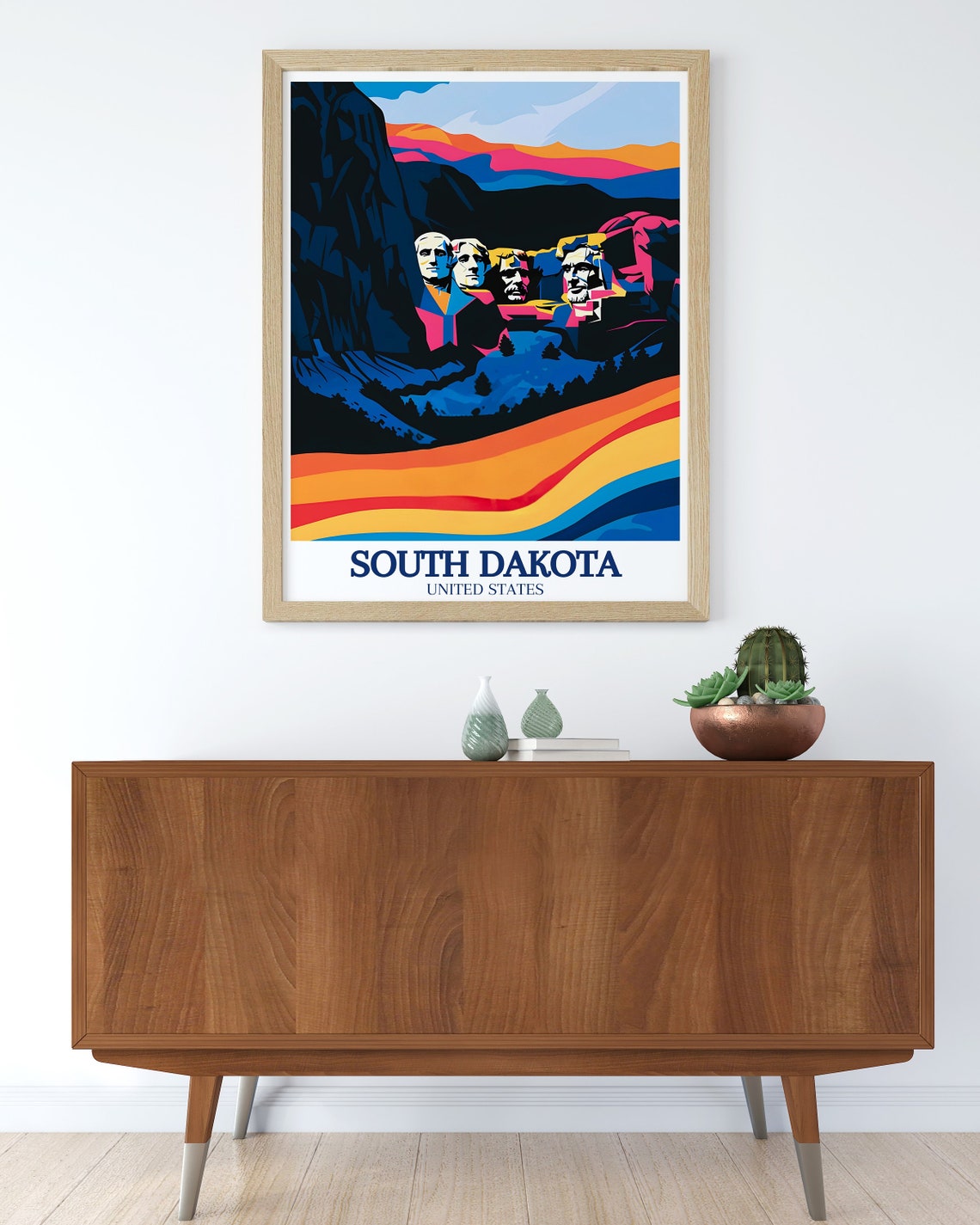 South Dakota Mount Rushmore Pop Art Rainbow Colorful Face Poster - Image 2
