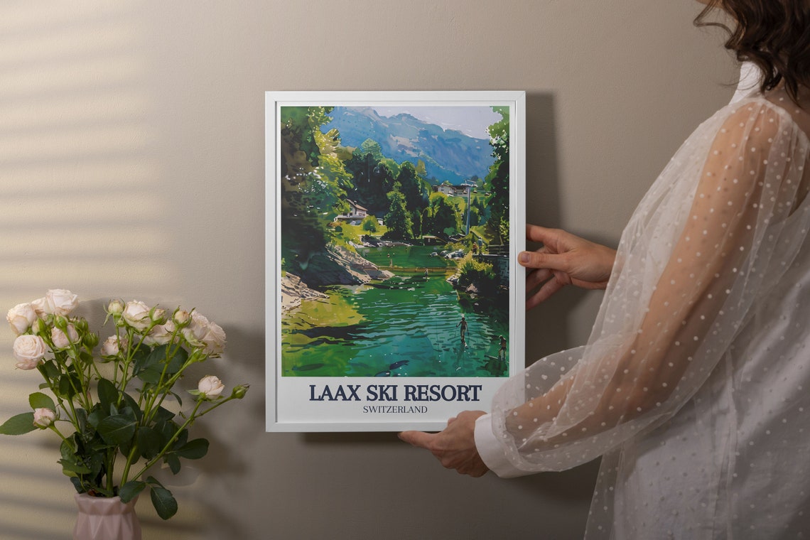 Laax Ski Resort Lake Cauma Emerald Swimming Summer Alpine Poster - Image 2