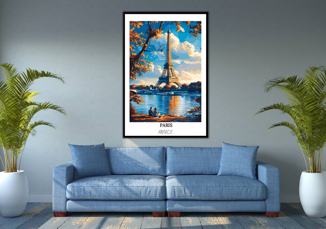 Paris France Travel Print Paris Wall Art Eiffel Tower Art France Travel Poster Paris Home Decor French Illustration Parisian Art Print - Image 2