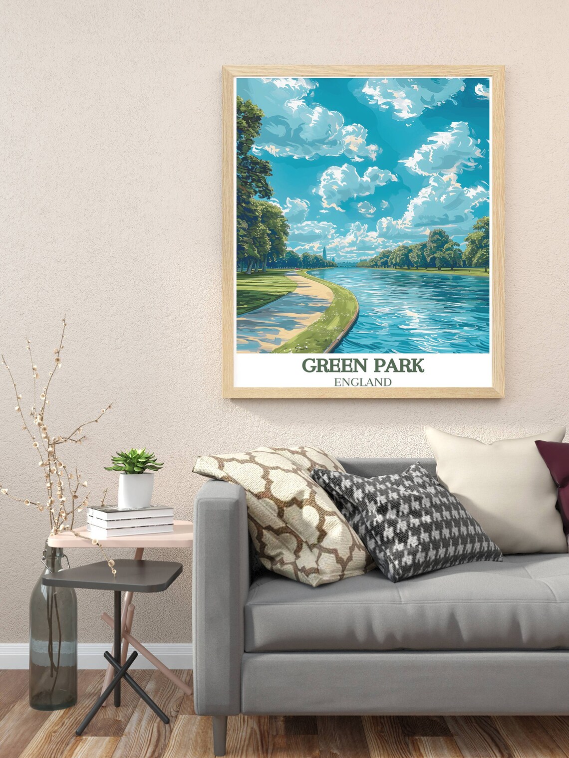 Green Park England Winding River Blue Sky Summer Stroll Poster - Image 3