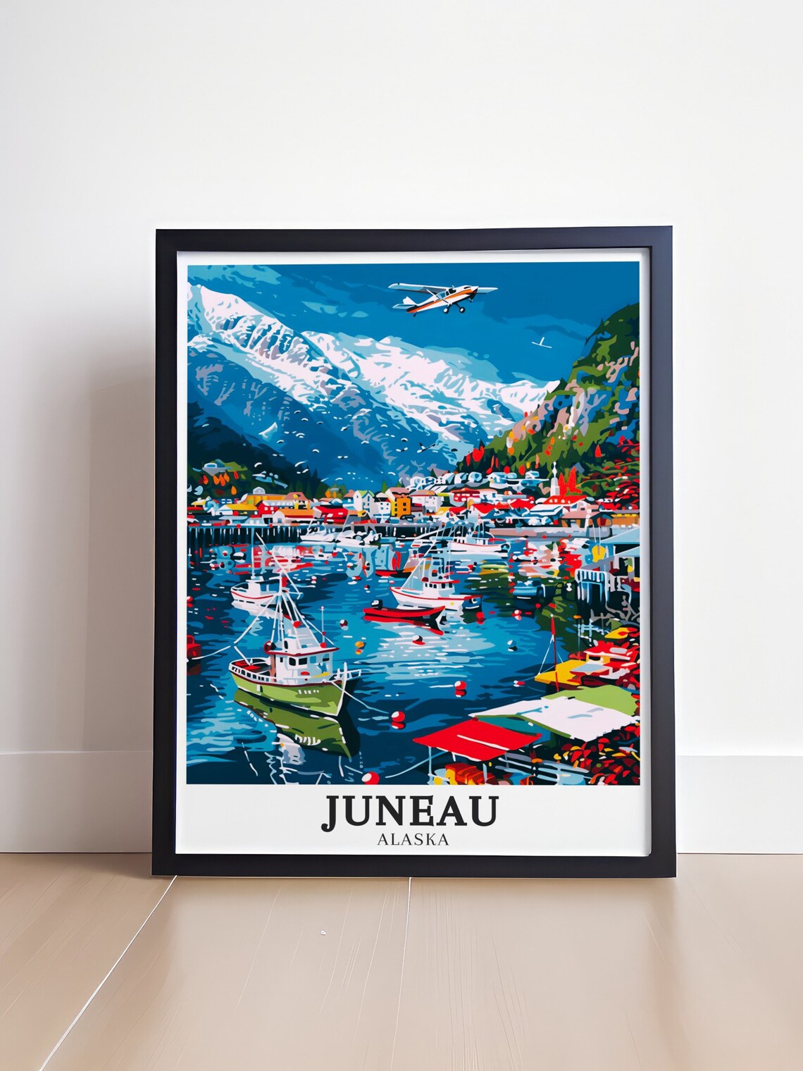 Juneau Travel Print Juneau Harbour Gastineau Channel Art Juneau Harbour Gastineau Channel Decor Juneau Print Juneau Decor - Image 4