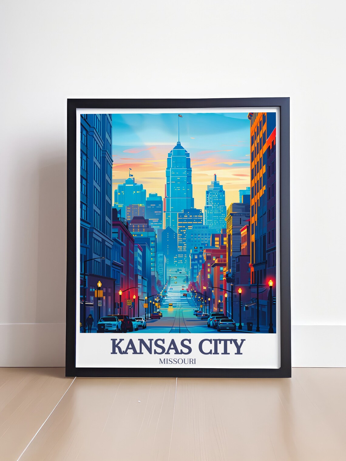 Kansas City Skyline Travel Poster Iconic Downtown Art Modern Urban Cityscape Poster Kansas City Landmark Art - Image 4