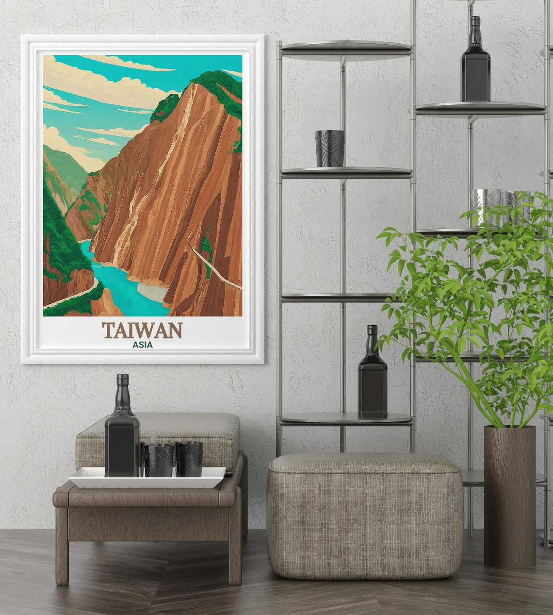 Taiwan Taroko Gorge Marble Cliffs Turquoise River Asia Travel Poster - Image 3