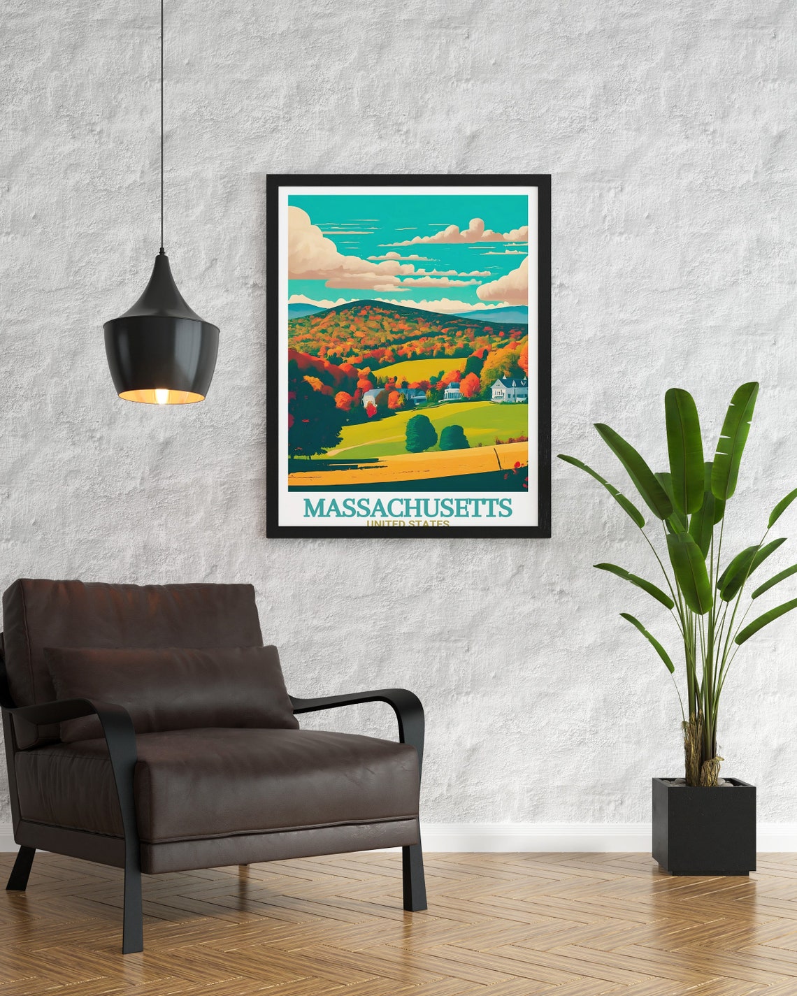 Massachusetts The Berkshires Fall Foliage Mountains Travel Poster - Image 2