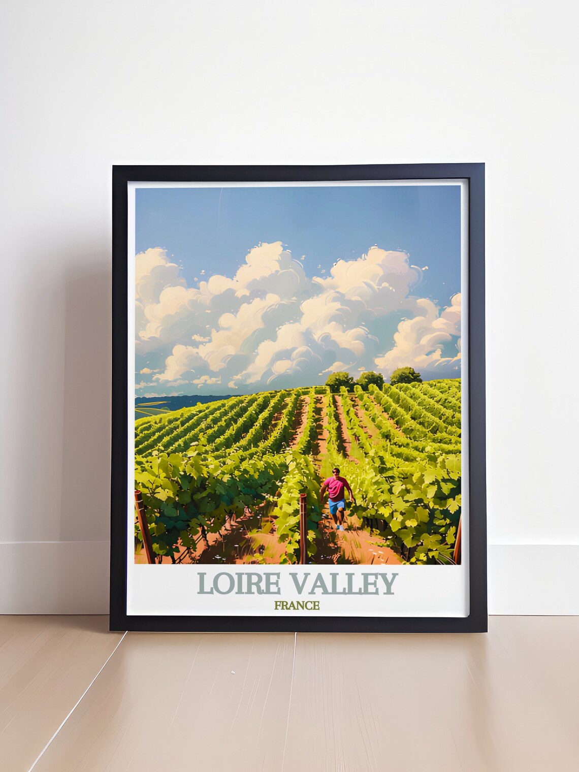 Loire Valley France Sunlit Vineyard Hills Summer Wine Poster - Image 4