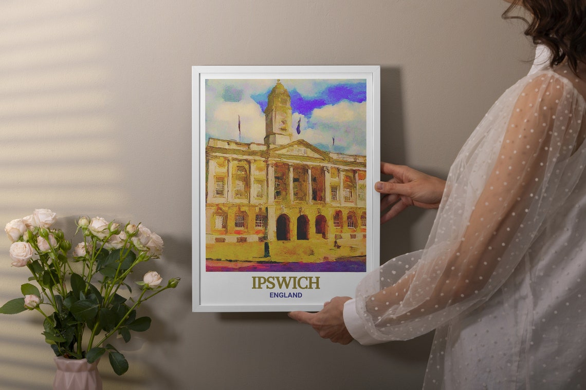 Ipswich Town Hall Facade Watercolor England Architecture Poster - Image 2