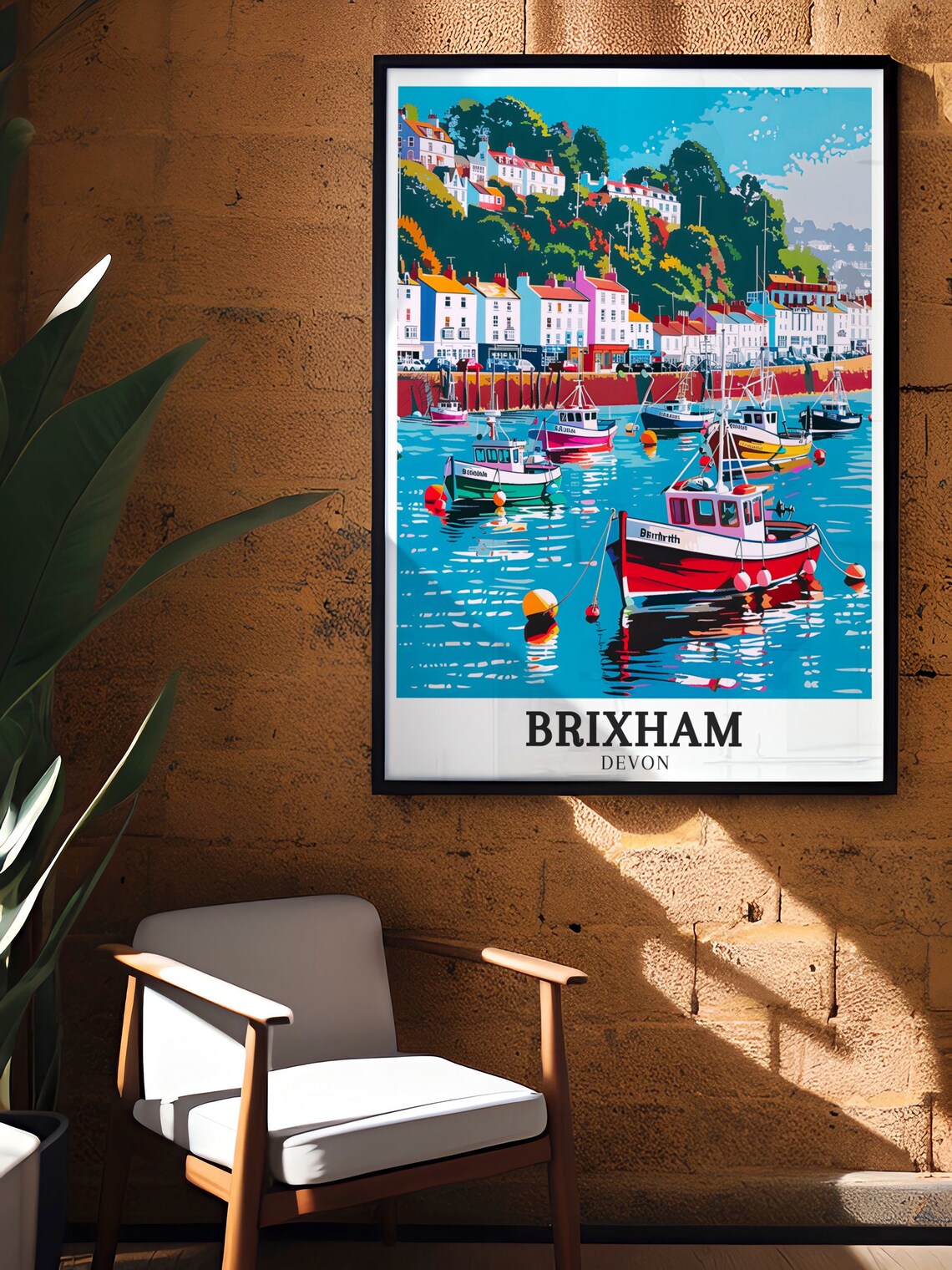 Brixham Devon Fishing Boats Waterfront Town England Travel Poster - Image 2