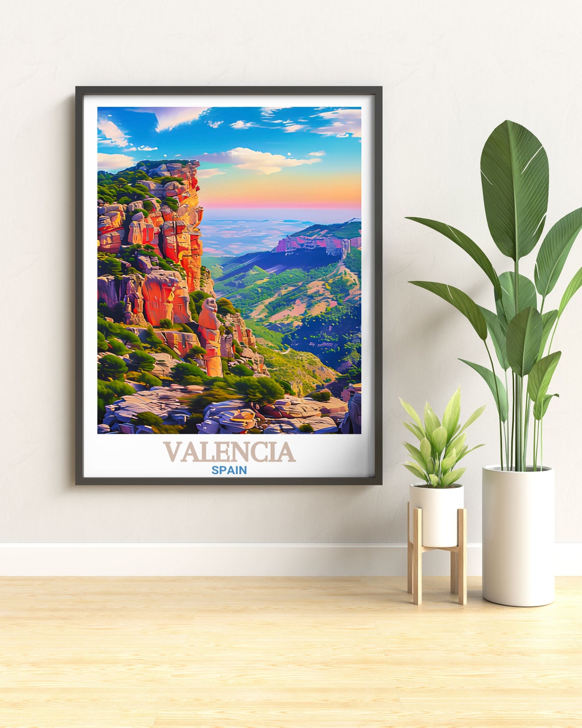 Valencia Spain El Garbi Cliffs Golden Sunset Valley Overlook Poster - Image 3