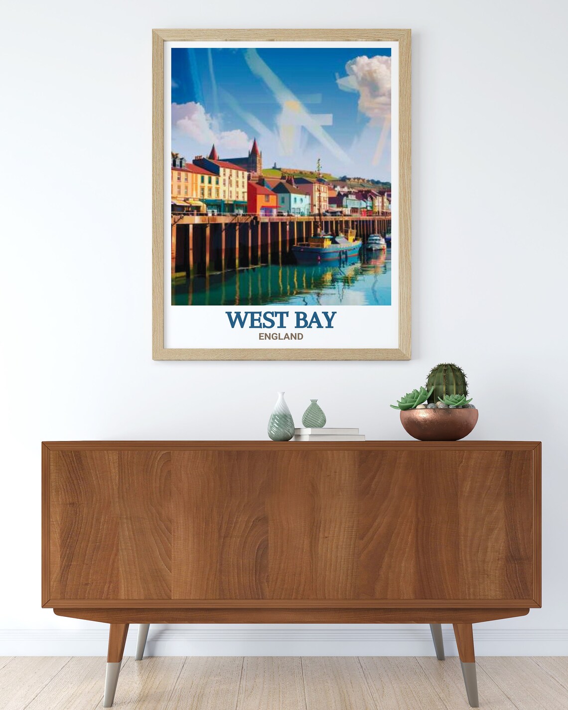 West Bay Harbor Fishing Boats Dorset Coast England Seaside Poster - Image 3