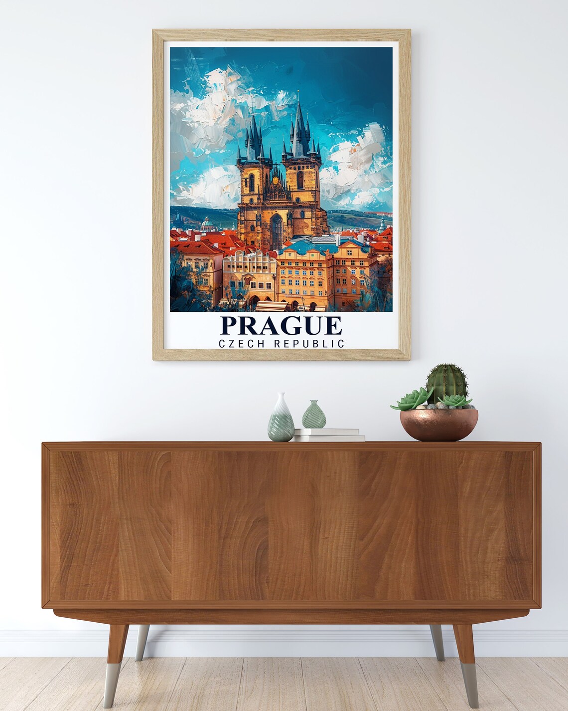 Prague Old Town Square Twin Church Towers Czech Travel Poster - Image 3