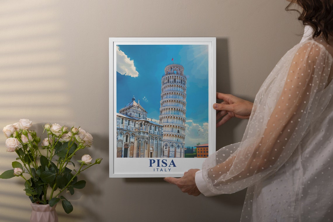 Pisa Leaning Tower Cathedral Piazza Italy Square Travel Poster - Image 3