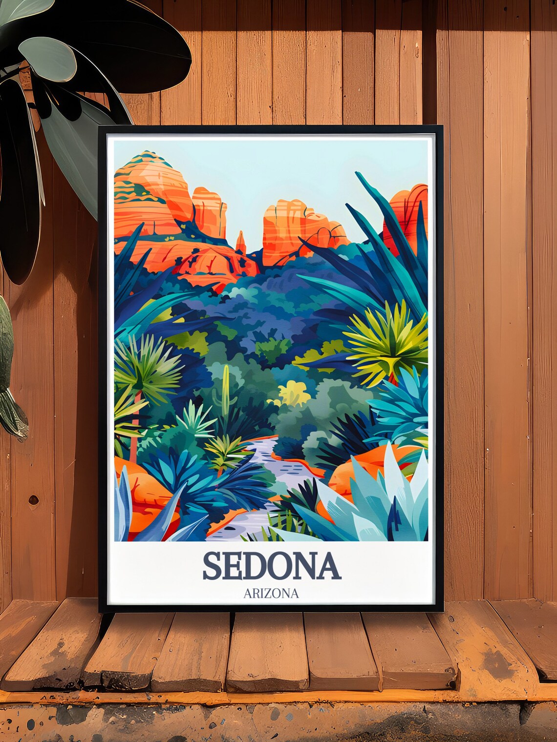Sedona Arizona Red Rock Canyon Creek Desert Oasis Travel Poster - Image 2