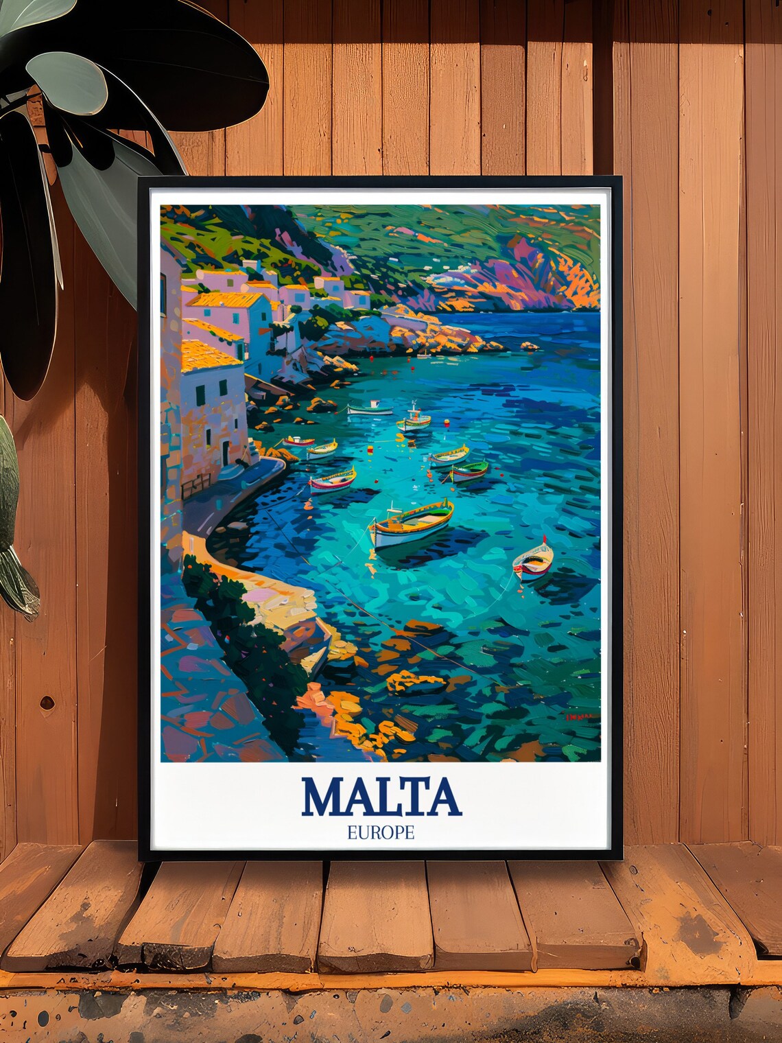 Malta Mediterranean Coast Fishing Village Boats Travel Poster - Image 3