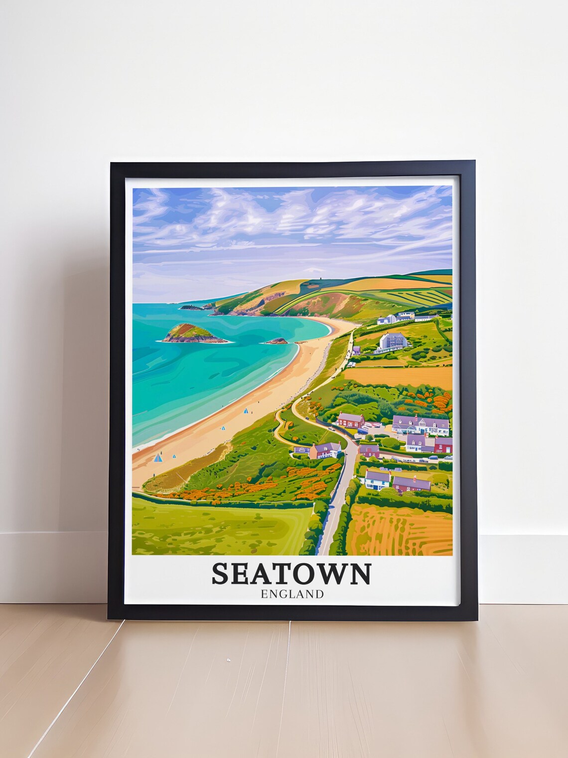Seatown Shoreline Aerial Beach Island Coastal Vista Travel Poster - Image 4