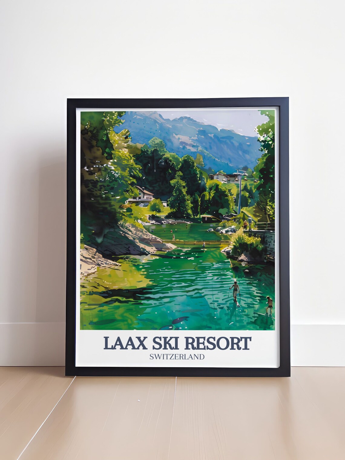 Laax Ski Resort Lake Cauma Emerald Swimming Summer Alpine Poster - Image 4