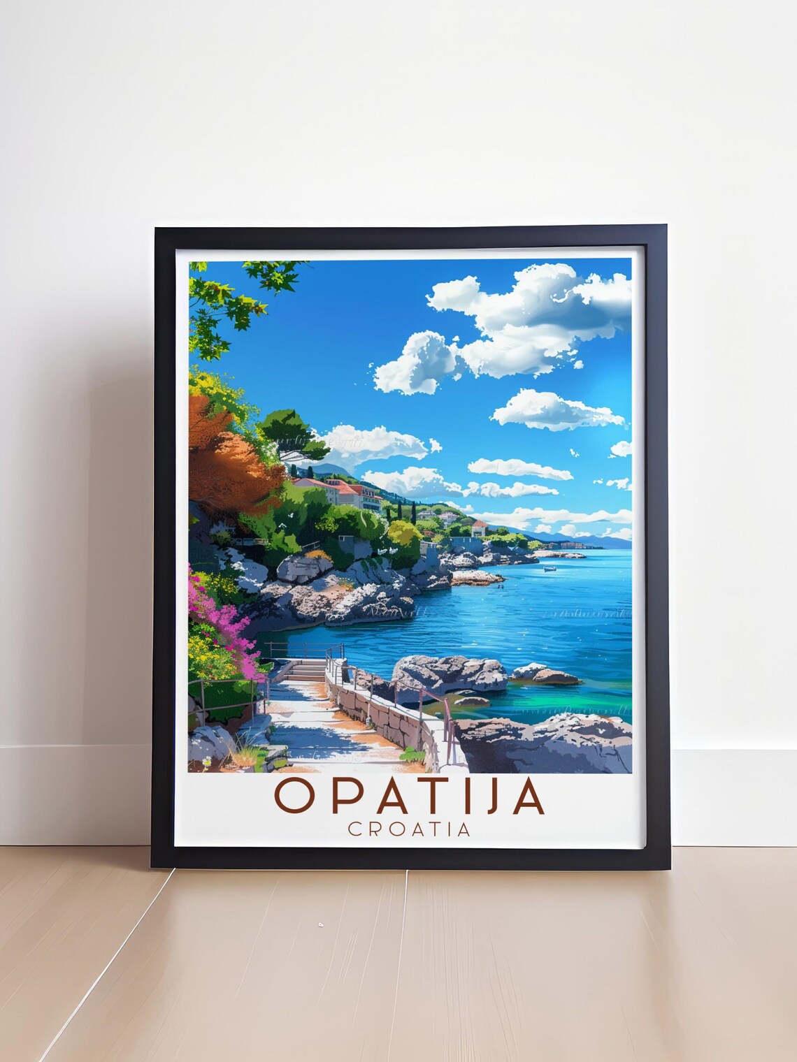 Opatija Croatia Lungomare Promenade Stairs Rocky Coast Travel Poster - Image 4