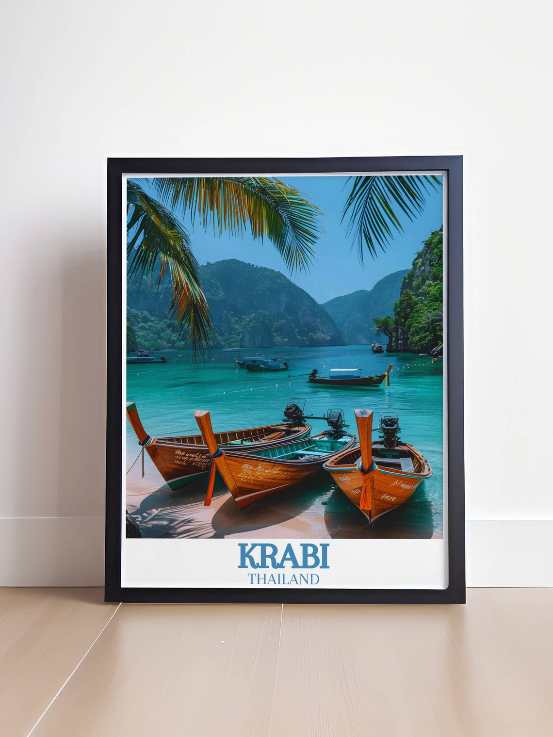 Krabi Longtail Boats Turquoise Bay Limestone Cliffs Thailand Poster - Image 4
