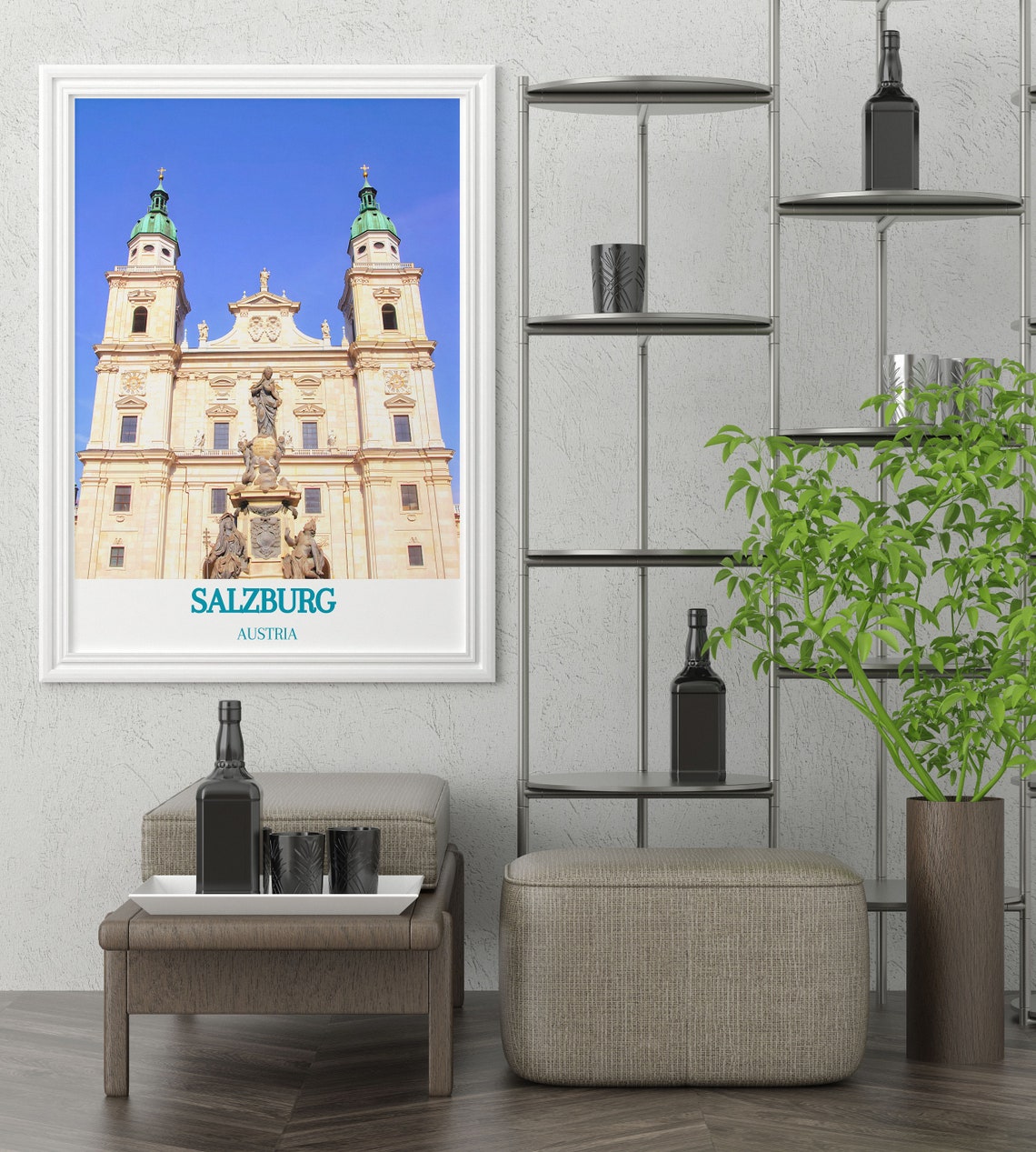 Salzburg Cathedral Twin Towers Baroque Facade Blue Sky Austria Poster - Image 3