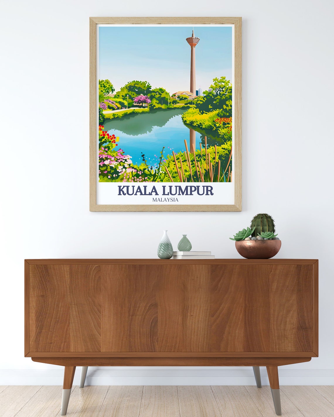 Kuala Lumpur KLCC Park Lake and KL Tower Malaysia Travel Poster - Image 2