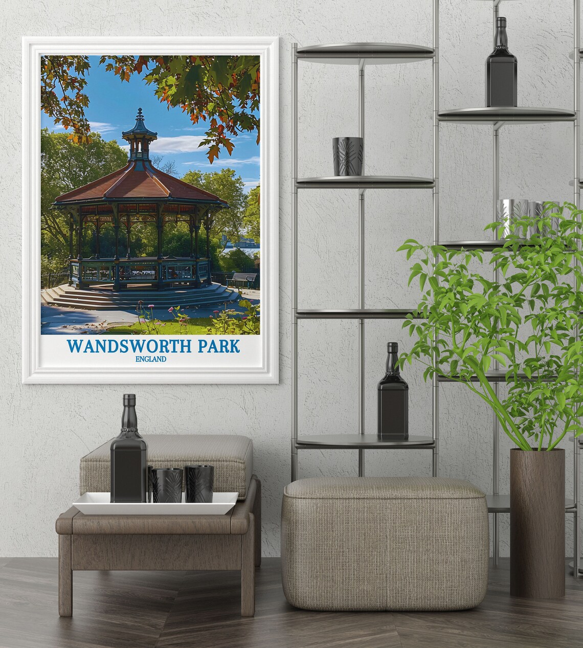 Wandsworth Park London Bandstand Greenery Sunny Travel Poster - Image 2