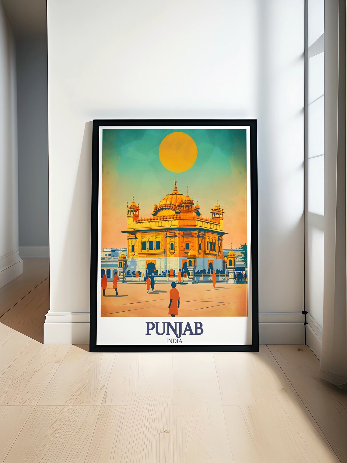 Golden Temple Amritsar Shimmering Sunset India Travel Poster