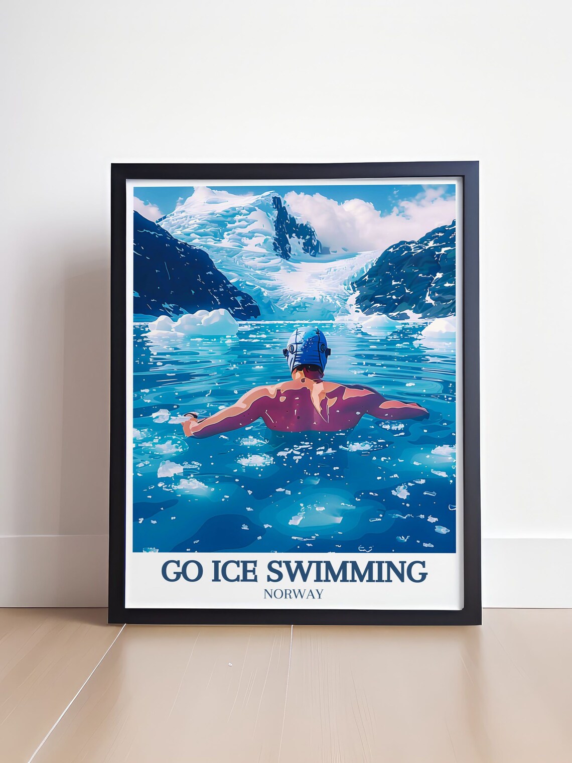 Go Ice Swimming Norway Glacier Fjord Cold Plunge Adventure Poster - Image 4