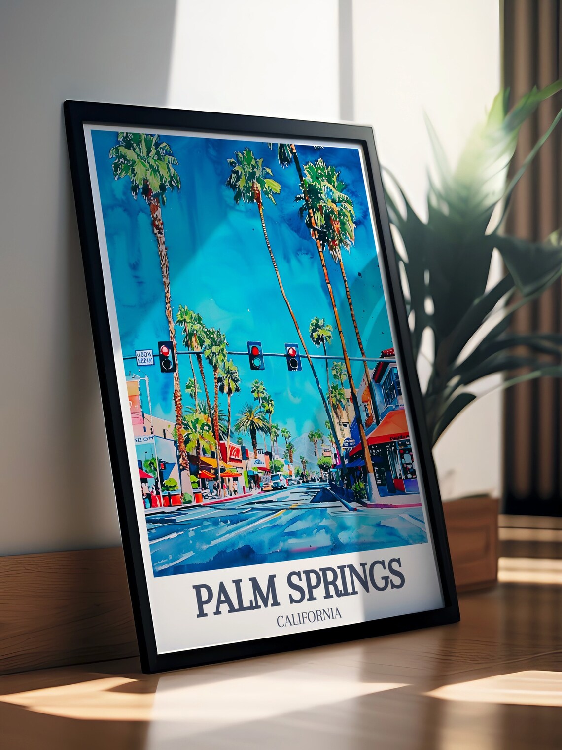 Palm Springs Downtown Palm Canyon Drive Watercolor City Poster - Image 3