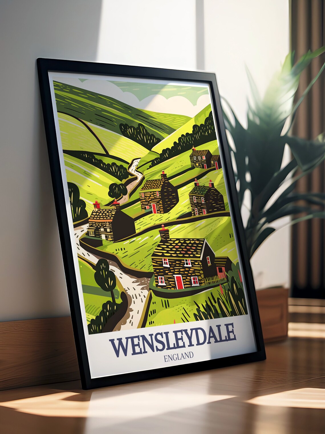 Wensleydale Stone Cottages Yorkshire Village Dales Travel Poster - Image 2