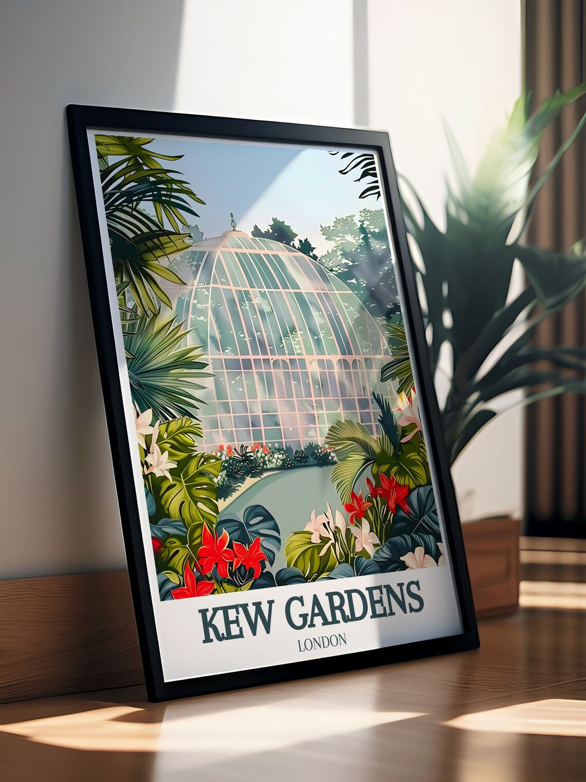 Kew Gardens Travel Print Waterlily House Royal Botanic Gardens Travel Poster Kew Gardens Art Posters For Home And Office Decor - Image 2