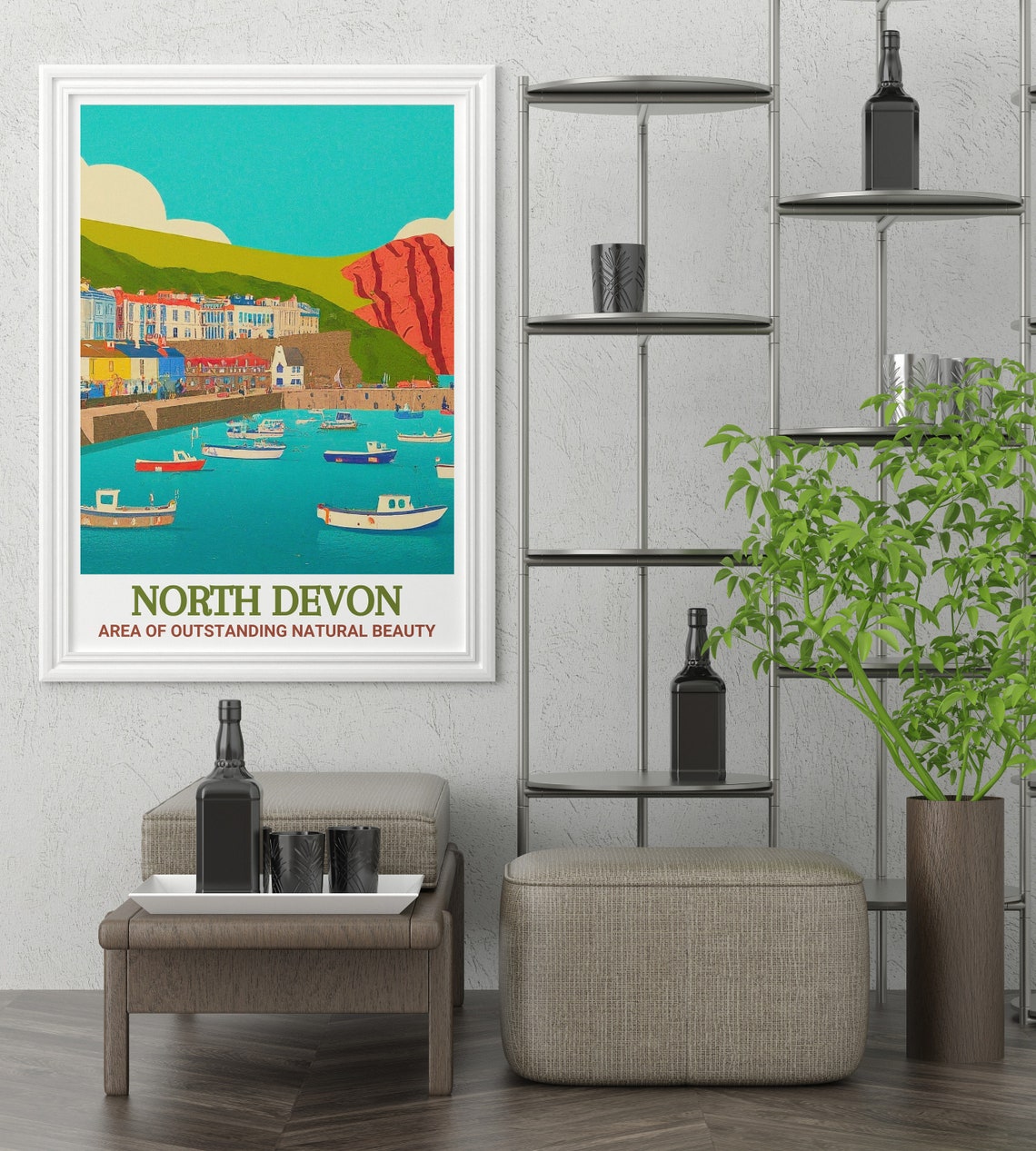 North Devon Ilfracombe Harbour Fishing Boats Red Cliffs Poster - Image 3