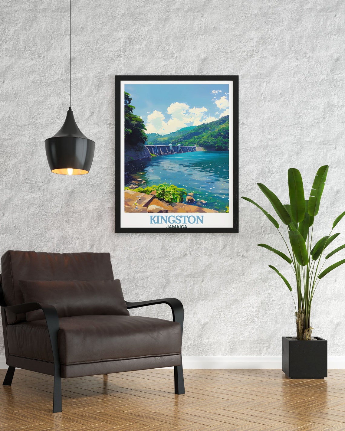 Kingston Jamaica Hermitage Dam Reservoir Green Mountains Poster - Image 2