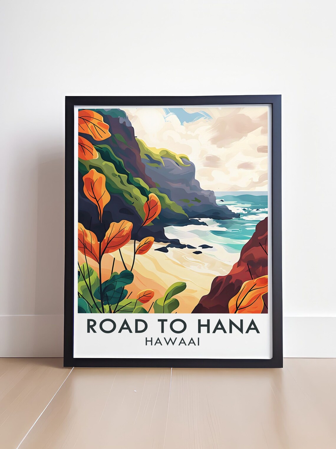 Road to Hana Hawaii Tropical Cove Golden Coastline Travel Poster - Image 4