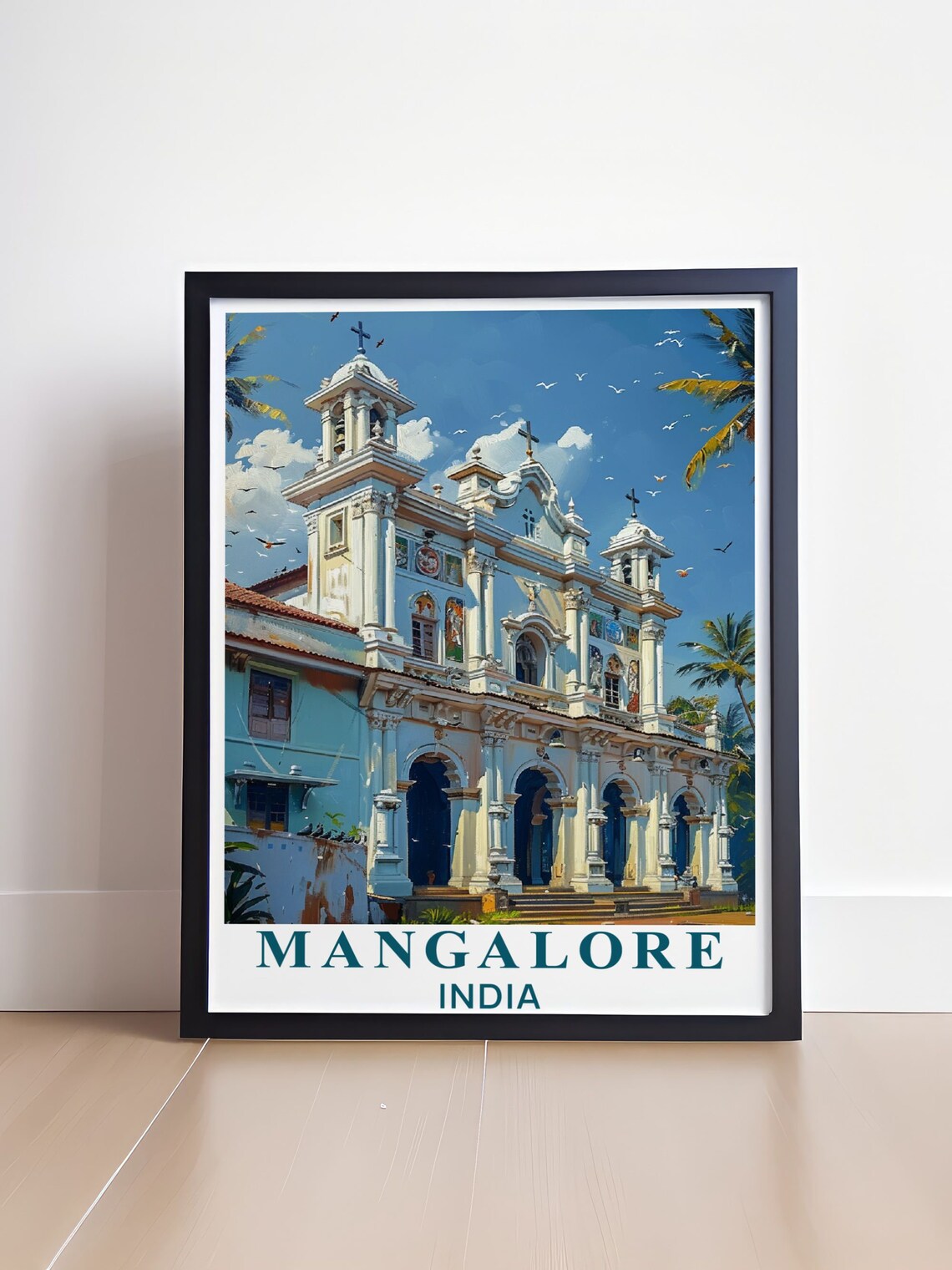 Mangalore Cityscape Poster Vintage St Aloysius Chapel Art Print Travel Poster Print Of St Aloysius Chapel - Image 4