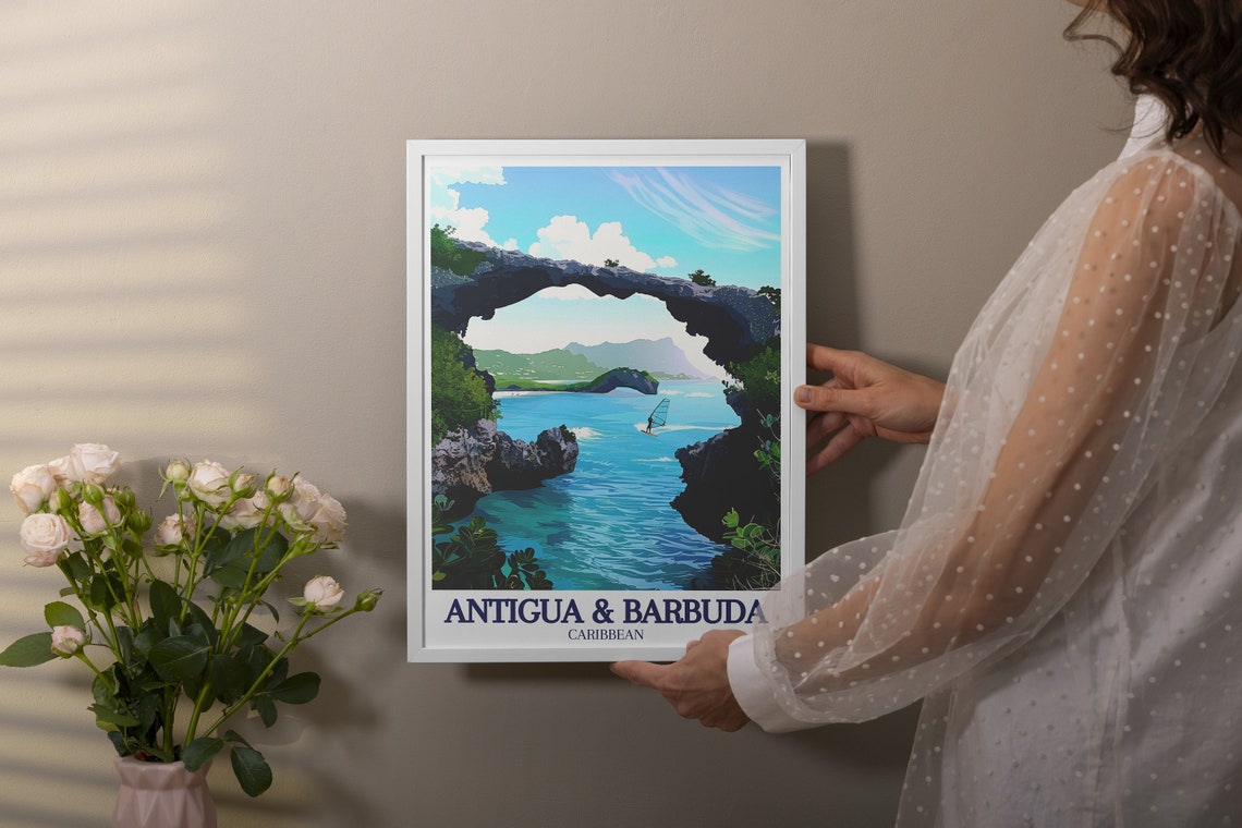 Antigua and Barbuda Devils Bridge Rock Arch Bay Travel Poster - Image 2