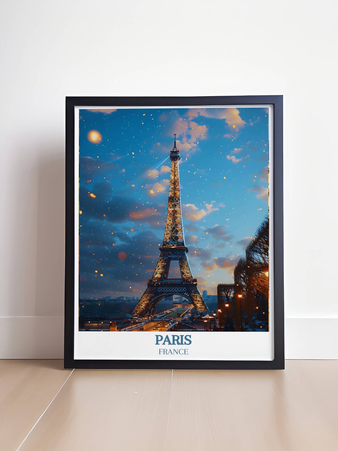 Paris France Eiffel Tower Glowing in a Starry Evening Poster - Image 4