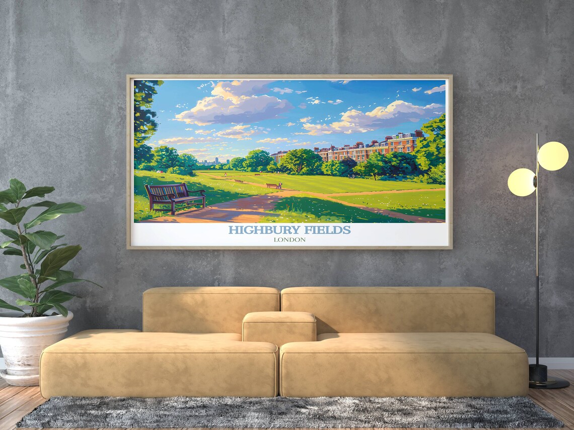Highbury Fields London Wide Green Park With City Skyline Poster - Image 4