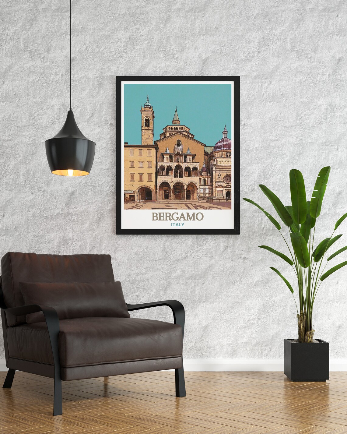 Bergamo Piazza Vecchia Basilica Church Italy Old City Poster - Image 3