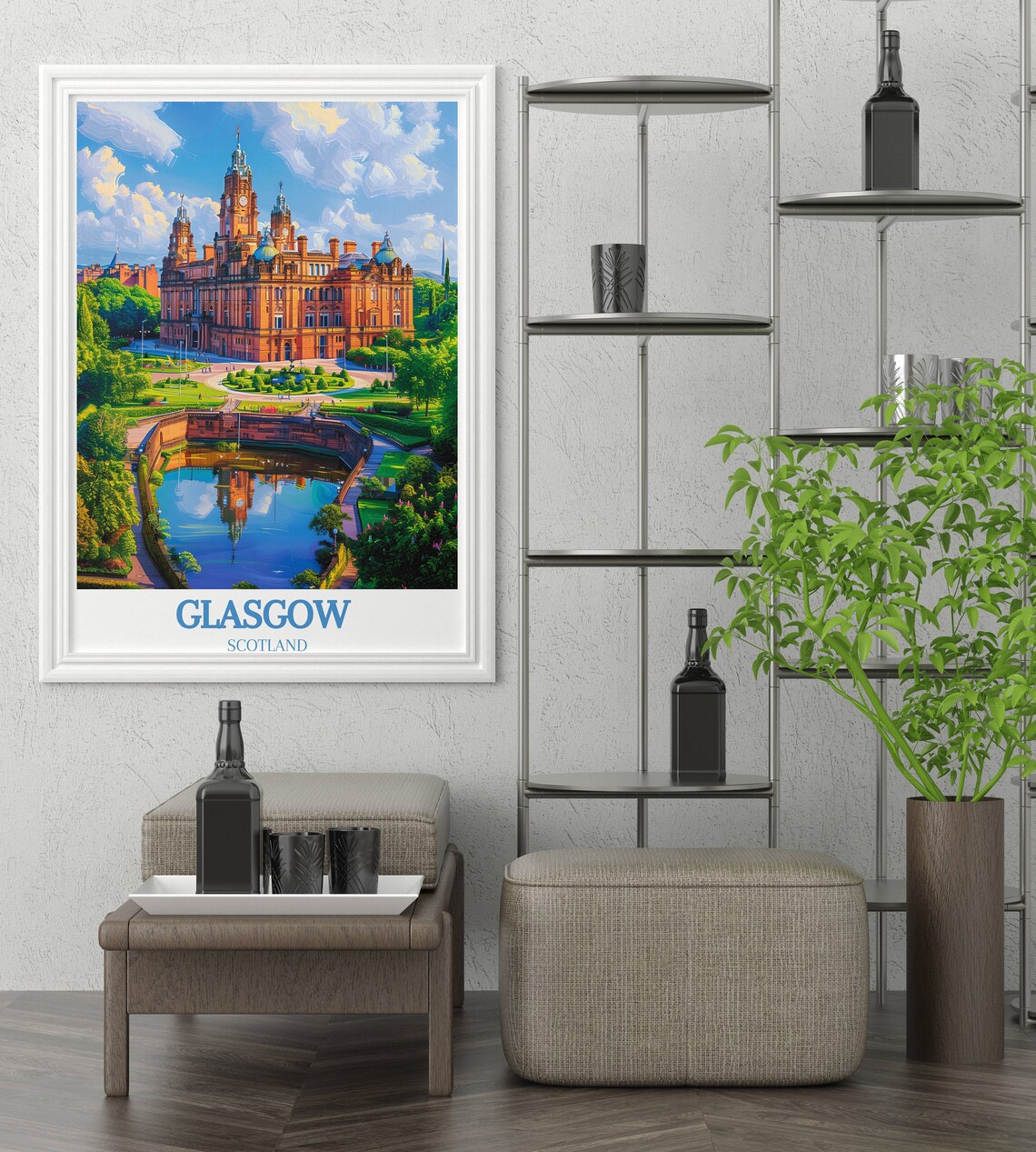 Glasgow Scotland Grand Sandstone Gallery Park View Art Poster - Image 4