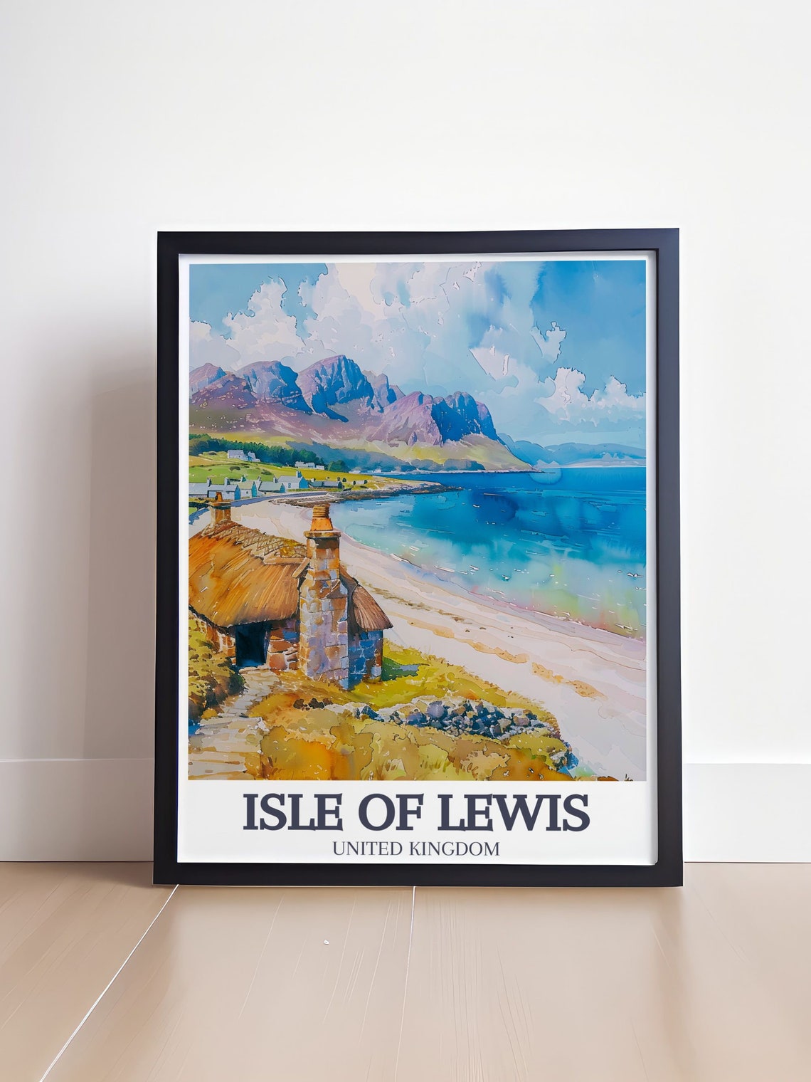 Isle Of Lewis Blackhouse Cottage On Sandy Hebrides Beach Poster - Image 4