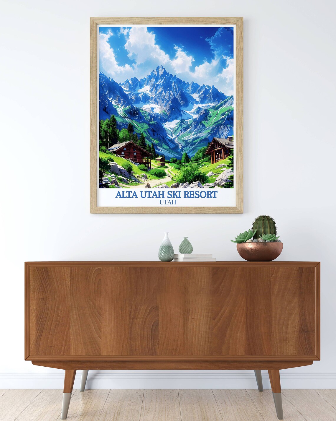 Alta Utah Ski Resort Snowy Alpine Cabins Winter Peaks Poster - Image 2