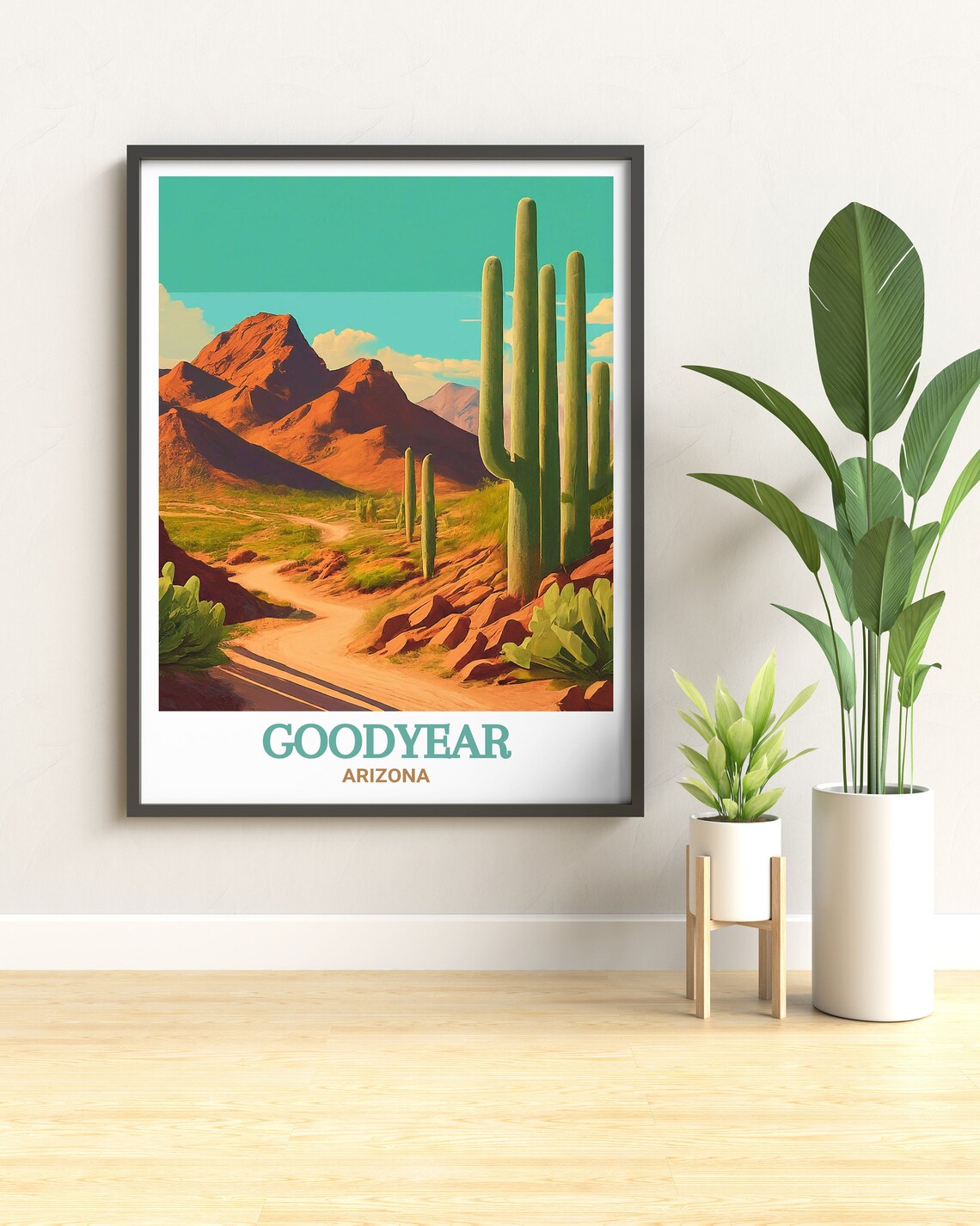 Goodyear Arizona Saguaro Cactus Desert Red Mountains Travel Poster - Image 2