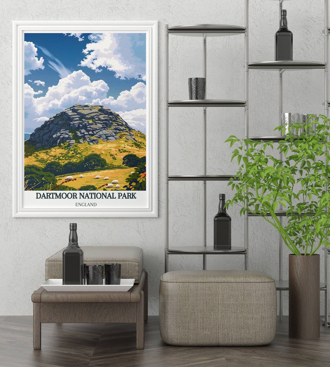 Dartmoor National Park England Haytor Rocks Sheep Meadow Poster - Image 2