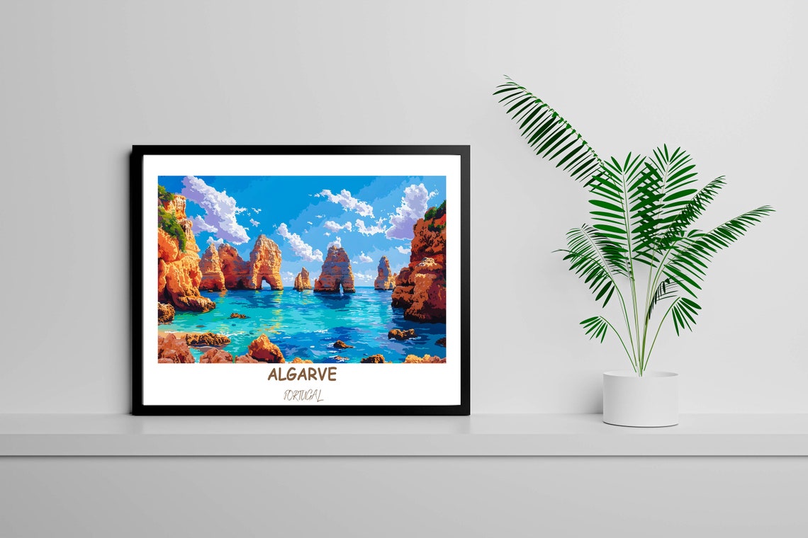 Algarve Portugal Ponta Da Piedade Cliffs Turquoise Sea Travel Poster - Image 2