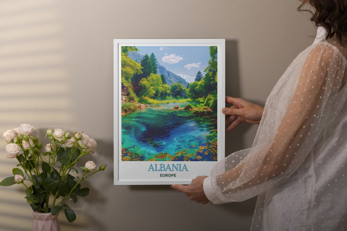 Albania Blue Eye Syri I Kalter Spring Turquoise Waters Travel Poster - Image 4