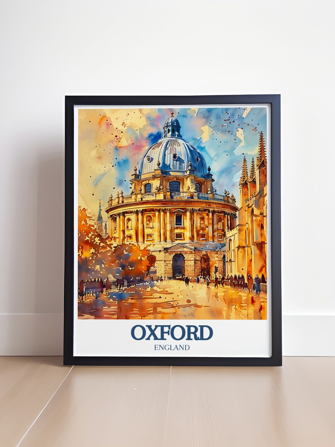 Oxford England Radcliffe Camera Golden Autumn Watercolor Poster - Image 4