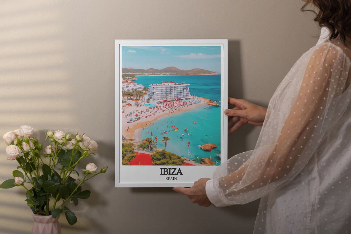 Ibiza Spain Beach Resort Hotel Aerial Bright Summer View Poster - Image 3
