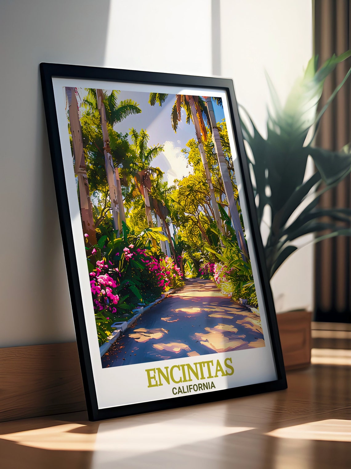 Encinitas California Botanic Garden Palm Path Flowers Poster - Image 2
