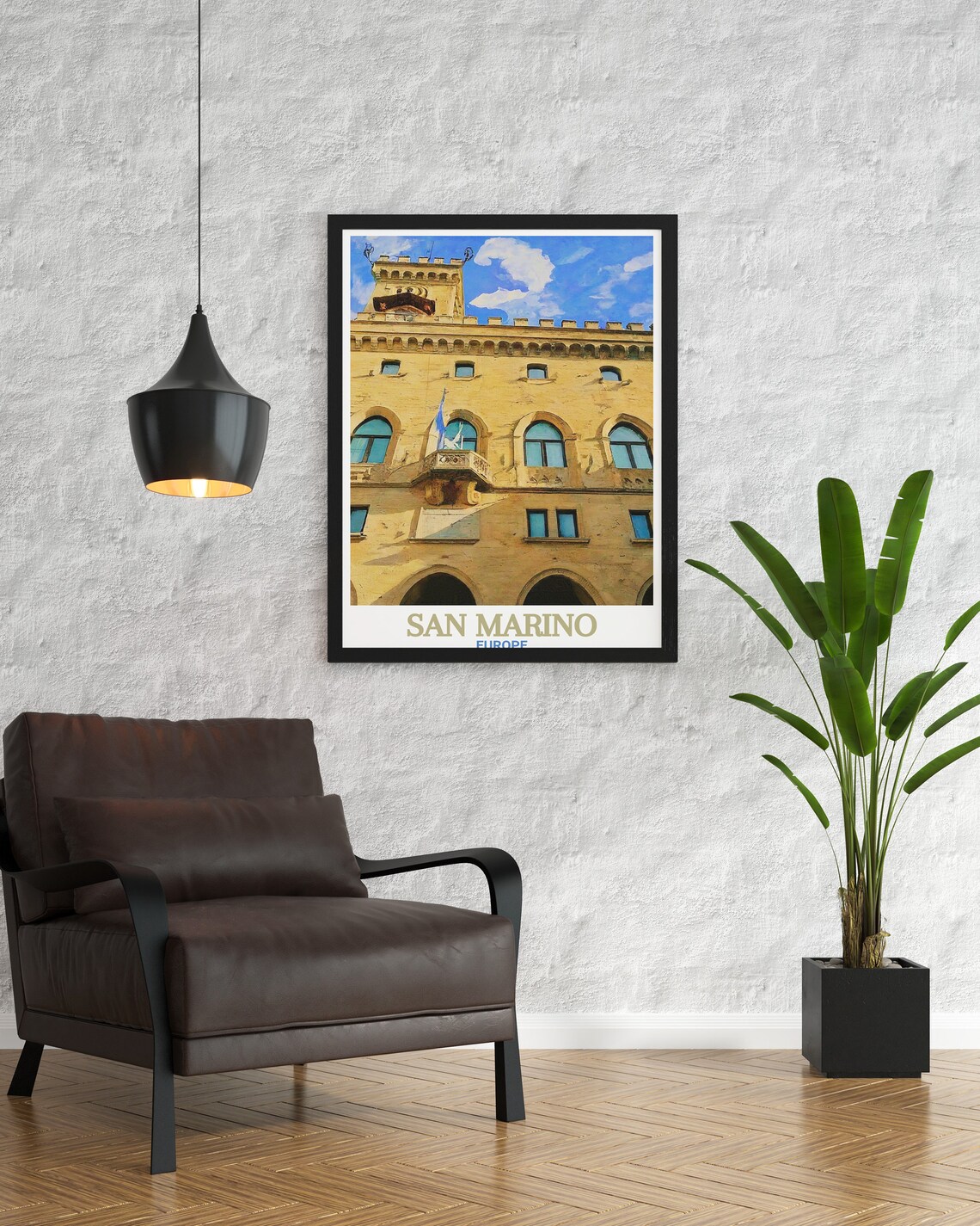 San Marino Europe Palazzo Pubblico Historic Palace Travel Poster - Image 3