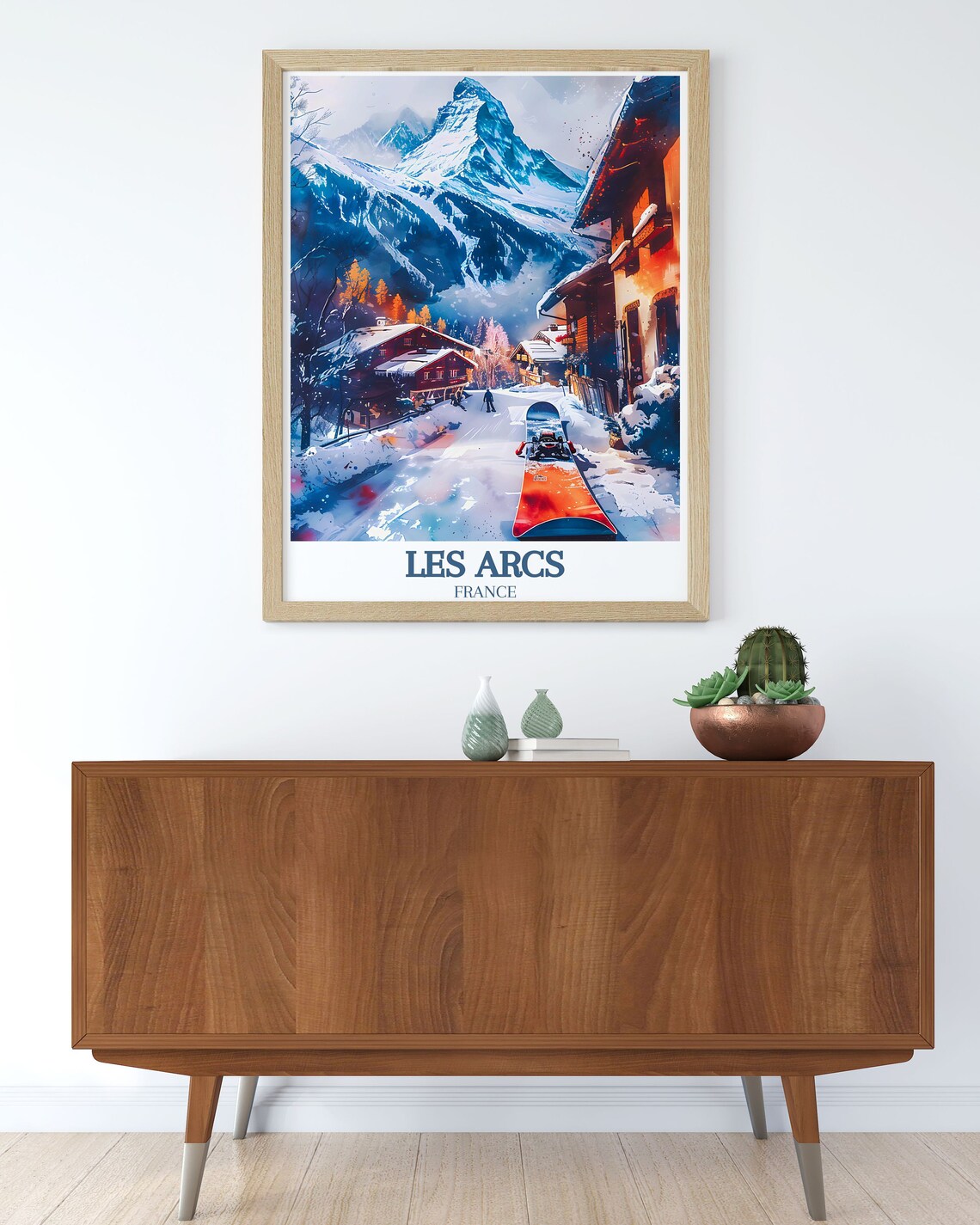 Les Arcs France Snowboard Village Mont Blanc View Travel Poster - Image 2